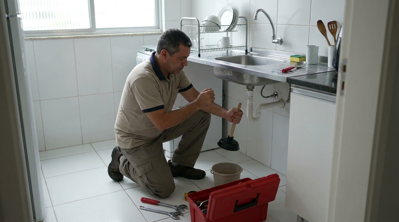 Desentupimento de pia residencial em Duque de Caxias‑RJ